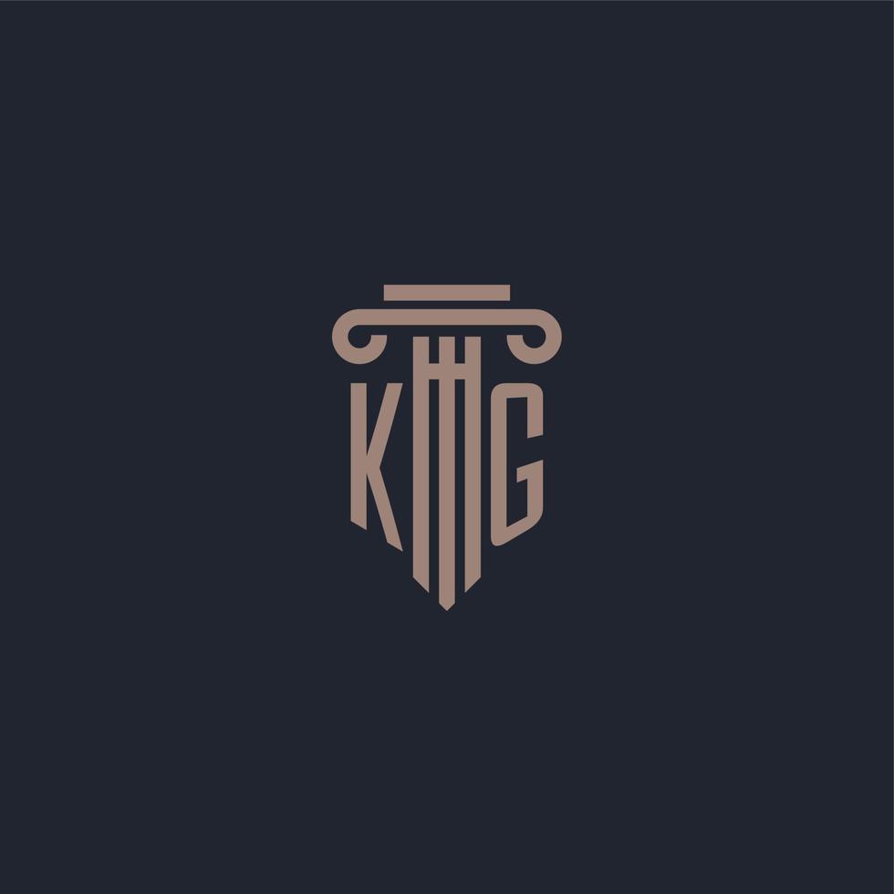 kg initialt logotypmonogram med pelarstilsdesign för advokatbyrå och rättviseföretag vektor