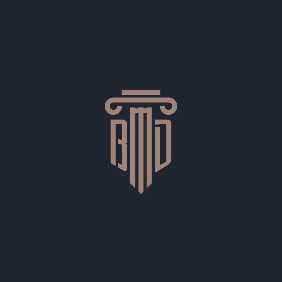 bd initialt logotyp monogram med pelare stil design för advokatbyrå och rättvisa företag vektor