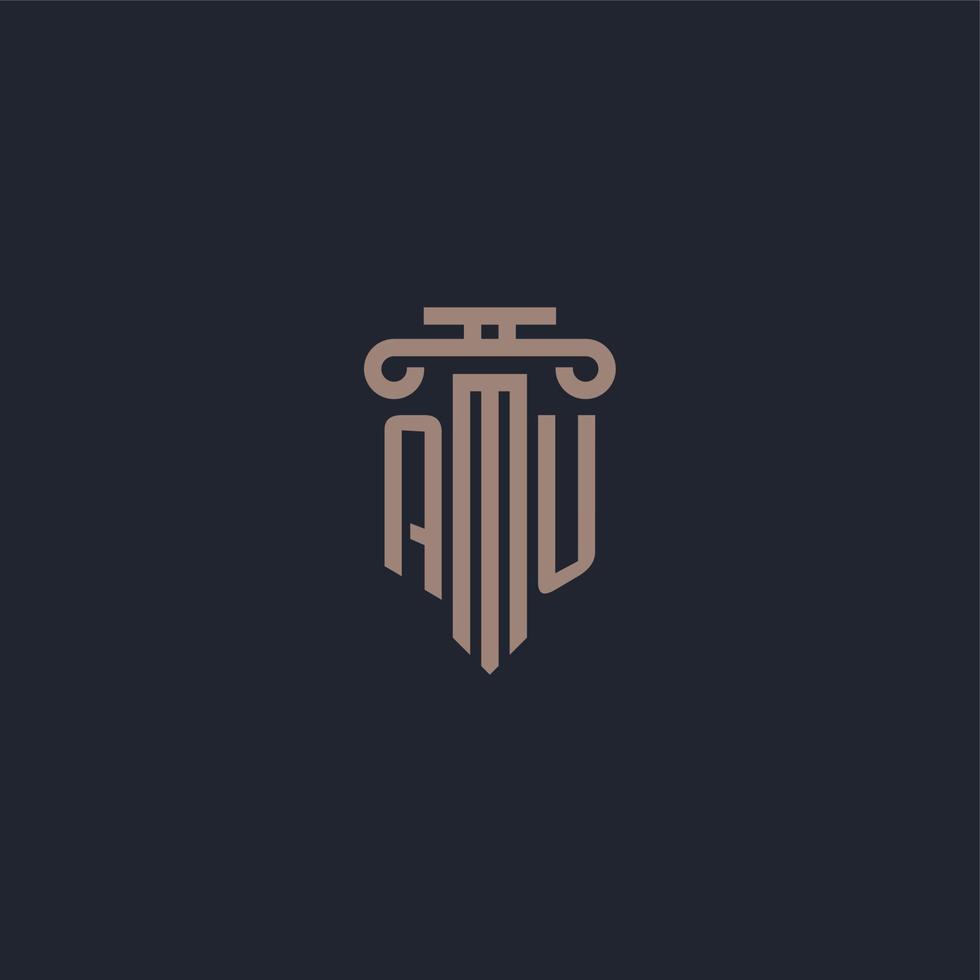 au initialt logotypmonogram med pelarstilsdesign för advokatbyrå och rättviseföretag vektor