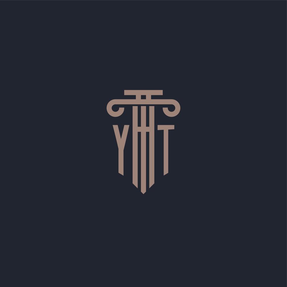 yt-Anfangslogo-Monogramm mit Säulendesign für Anwaltskanzlei und Justizgesellschaft vektor