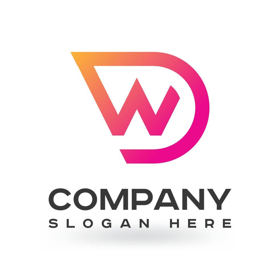 bunte WD-Brief-Logo-Design-Vektorvorlagenelemente, modern, korporativ, modern, einzigartig vektor