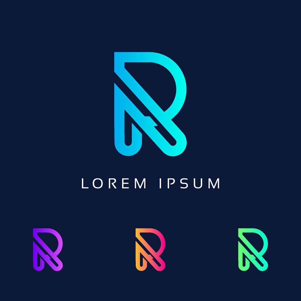r-Buchstabe-Vektor-Logo - Alphabet r-Monogramm-Design-Vorlagenelemente - r-Zeichen farbenfrohes kreatives Intro einzigartiger minimaler Stil vektor