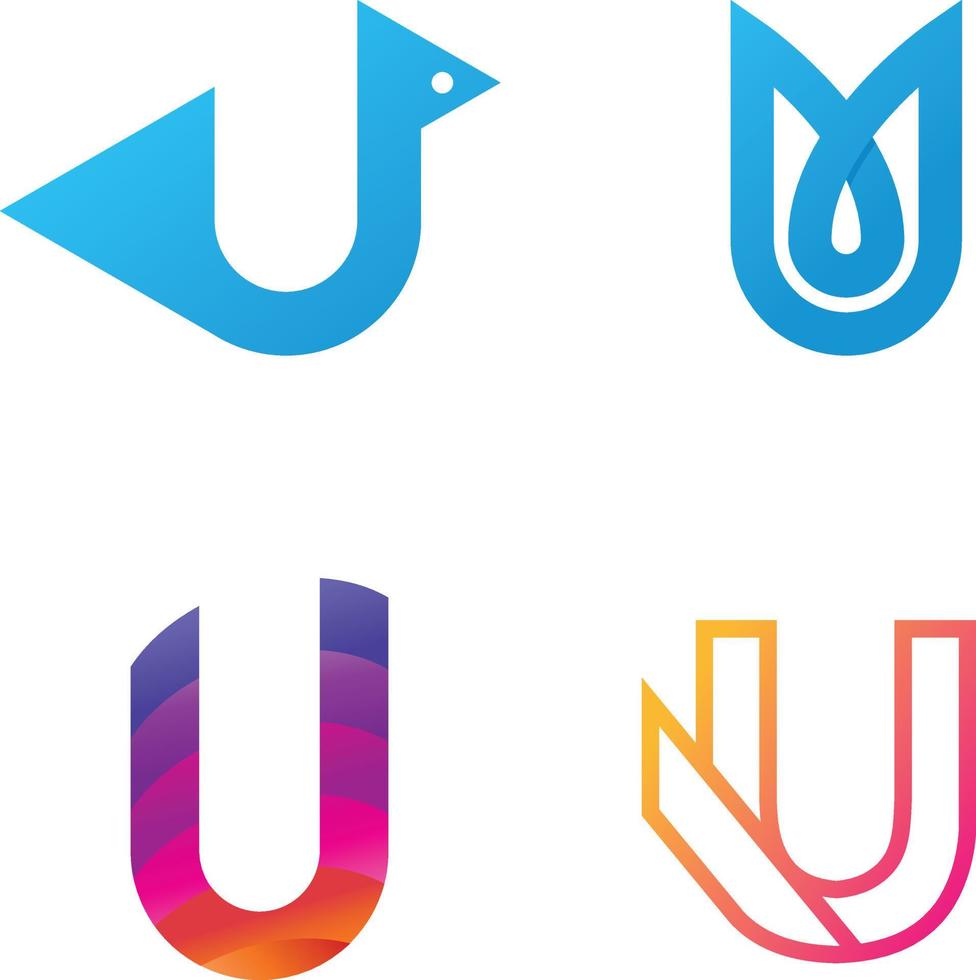 minimal bokstaven u logotyp ikonuppsättning unik designmall vektor