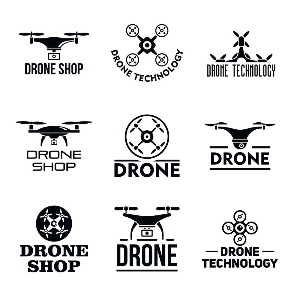 Drohnen-Logo-Set, einfacher Stil vektor