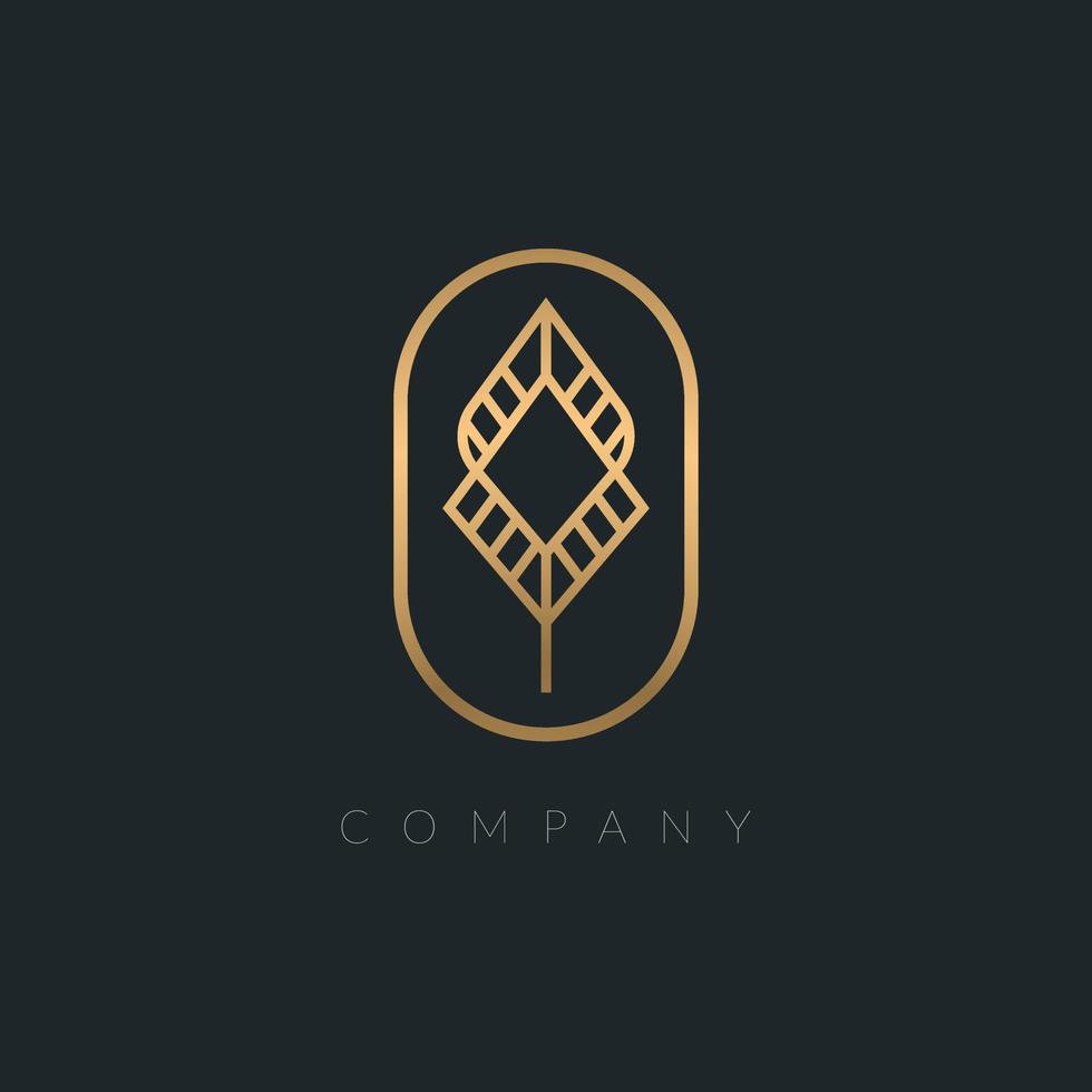 einzigartiges Logo der Luxusmarke. Goldenes, elegantes Blattform-Symbol-Monogramm - Markenidentität für Mode, Schmuck, ein Kosmetikunternehmen. vektor