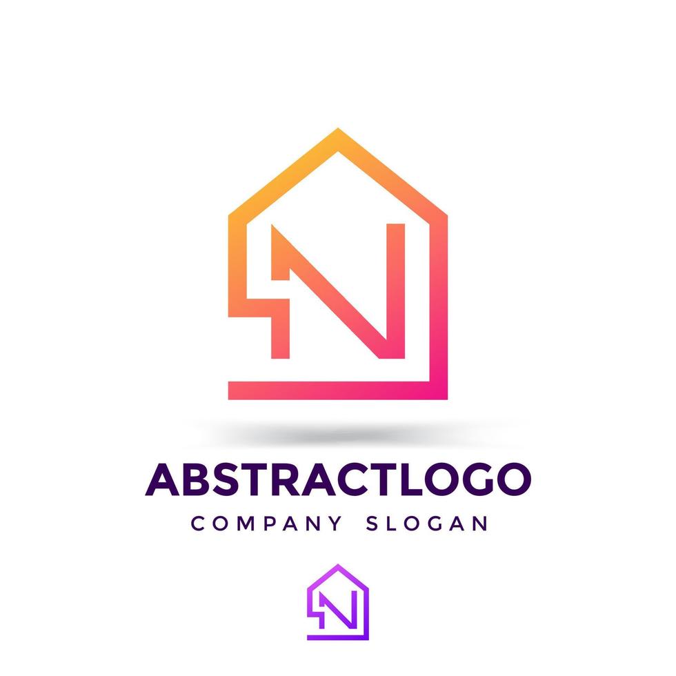 n Brief abstraktes Logo einzigartiges Symbol Monogramm Vektorlinie kreatives Zuhause Zeichen vektor