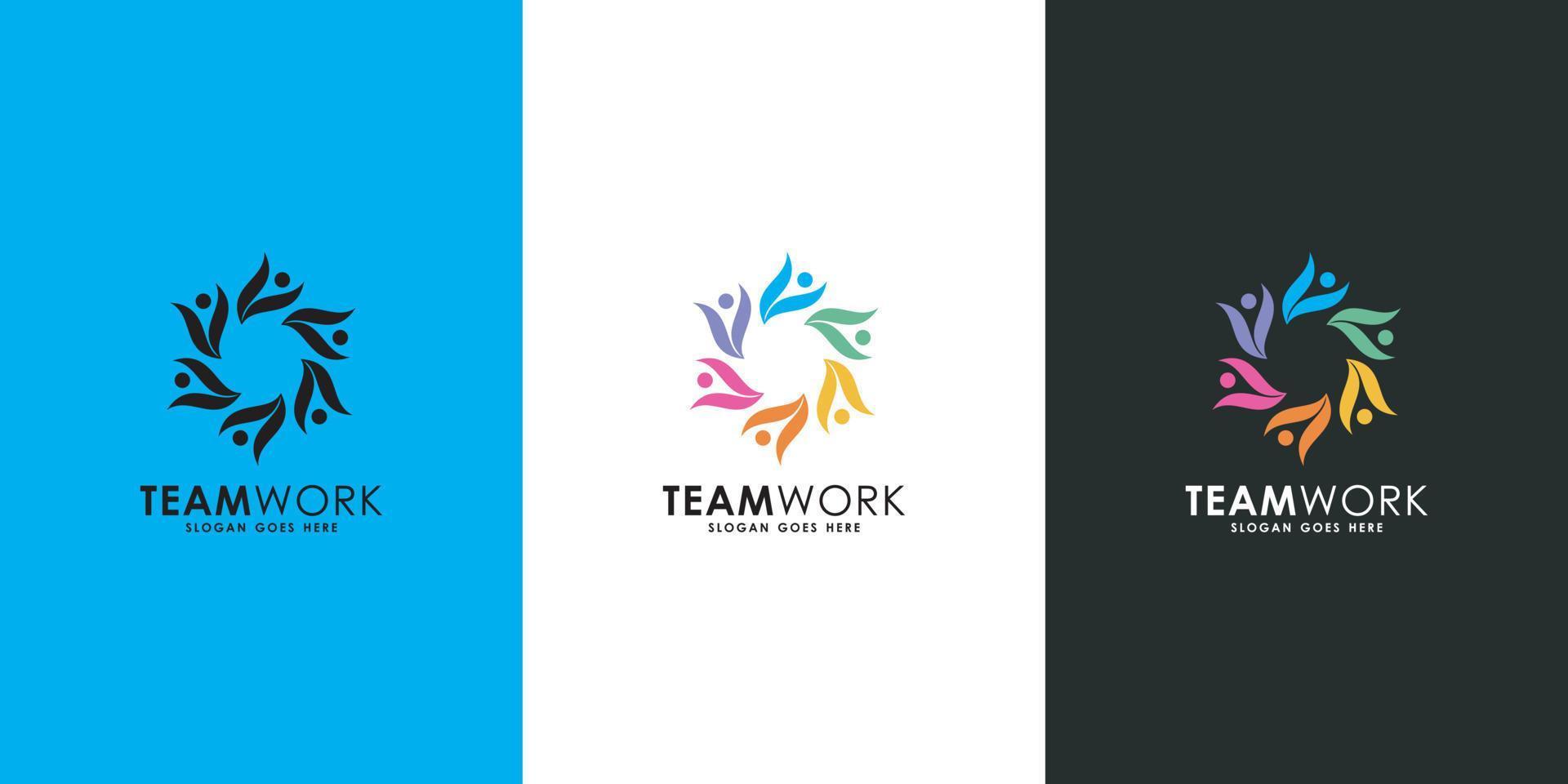 Teamwork-Menschen-Community-Logo-Design vektor