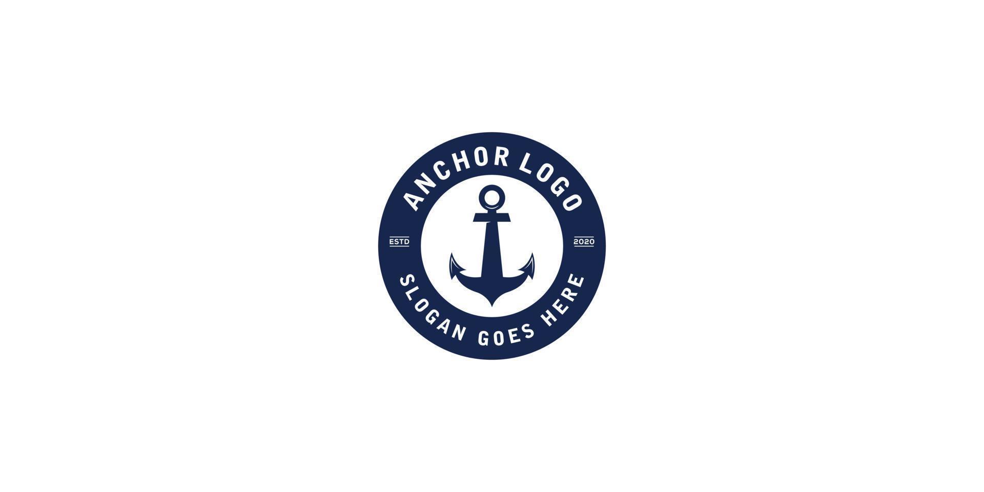 Anker nautisches Kreissiegel-Logo-Design vektor