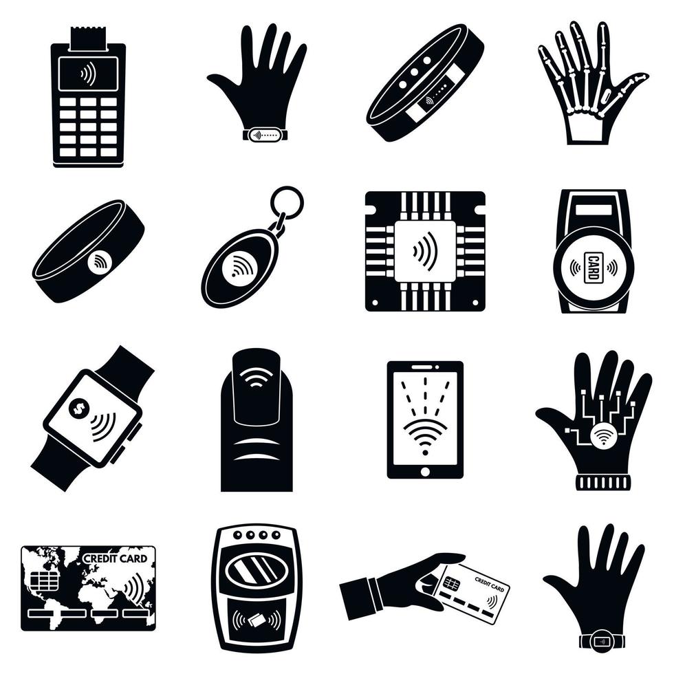 NFC-Technologie-Kauf-Icon-Set, einfacher Stil vektor