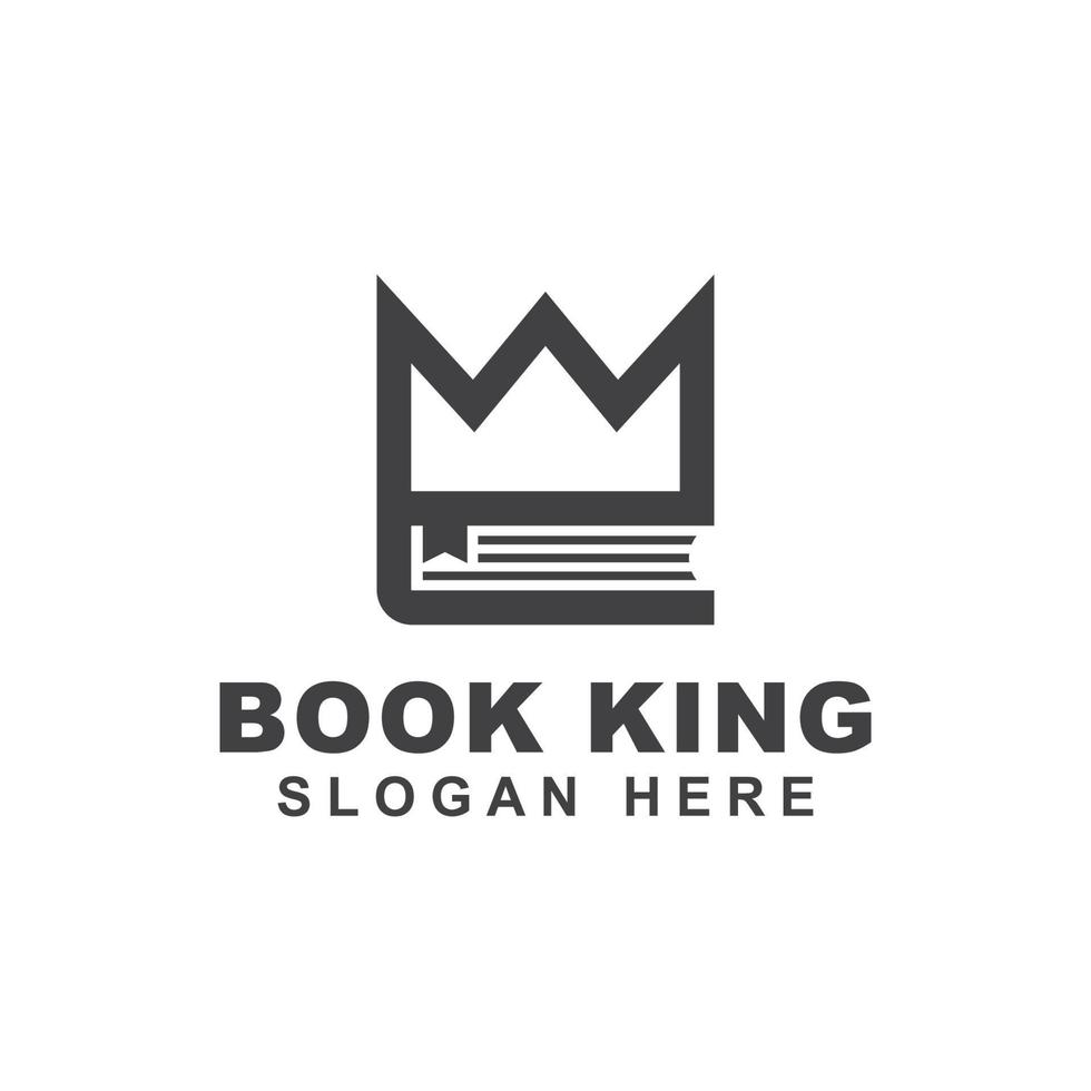 line art book kings bibliothek, bildung, buchladenlogodesign vektor