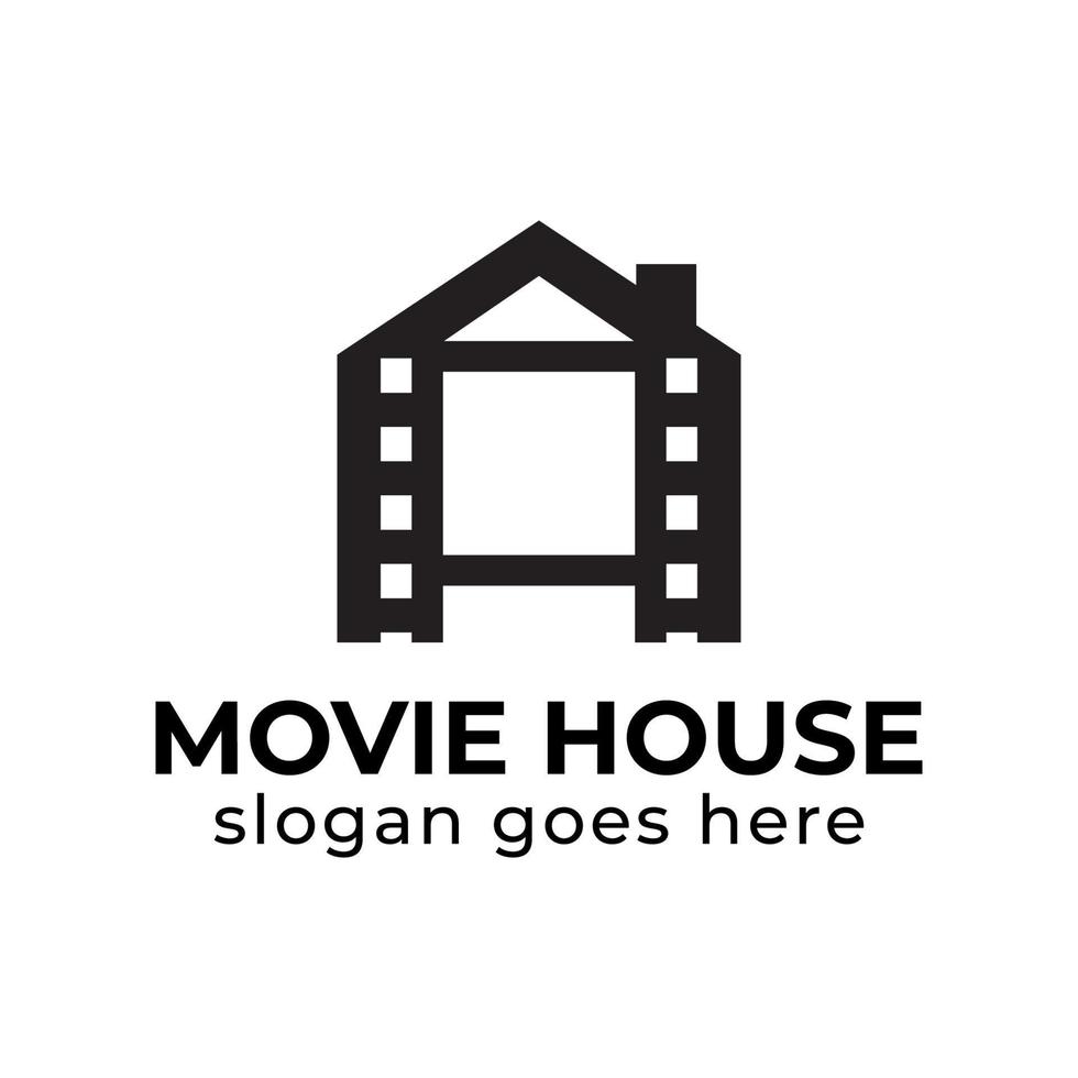 logotypdesign för filmhusstudio och videofilm, filmproduktion vektor logotyp mall