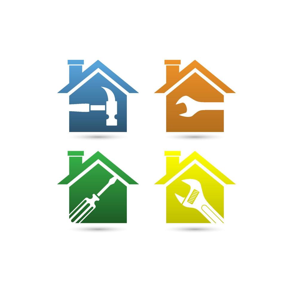 Satz von Symbolen für die Renovierung von Häusern. Haus-Symbol. hausreparaturvektordesignillustration. Haus einfaches Zeichen. vektor