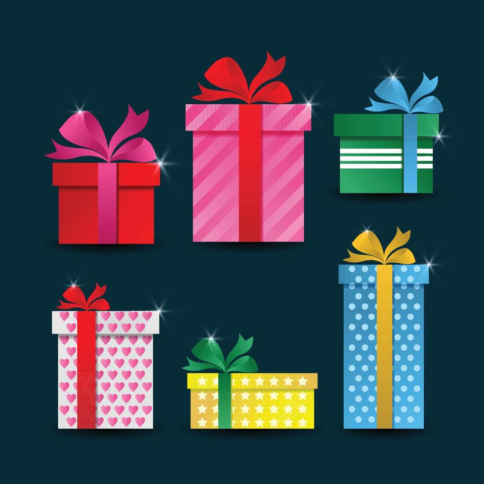 Set von Geschenkbox-Symbol. Geschenkbox-Vektorillustrationssammlungen. Geburtstagssymbol. vektor