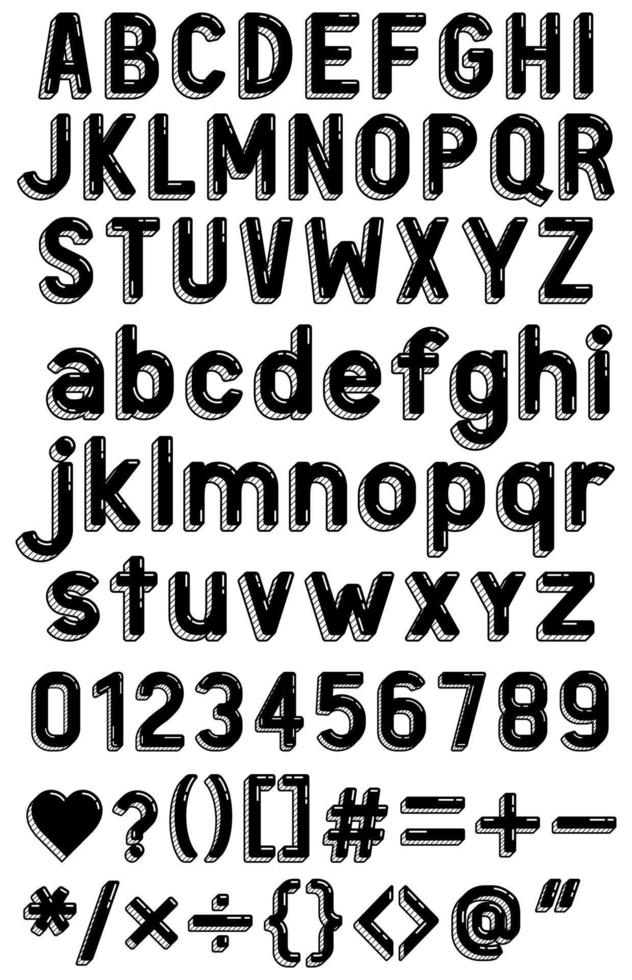 Gekritzel-Alphabet-Schriftart-Buchstaben-Stil vektor