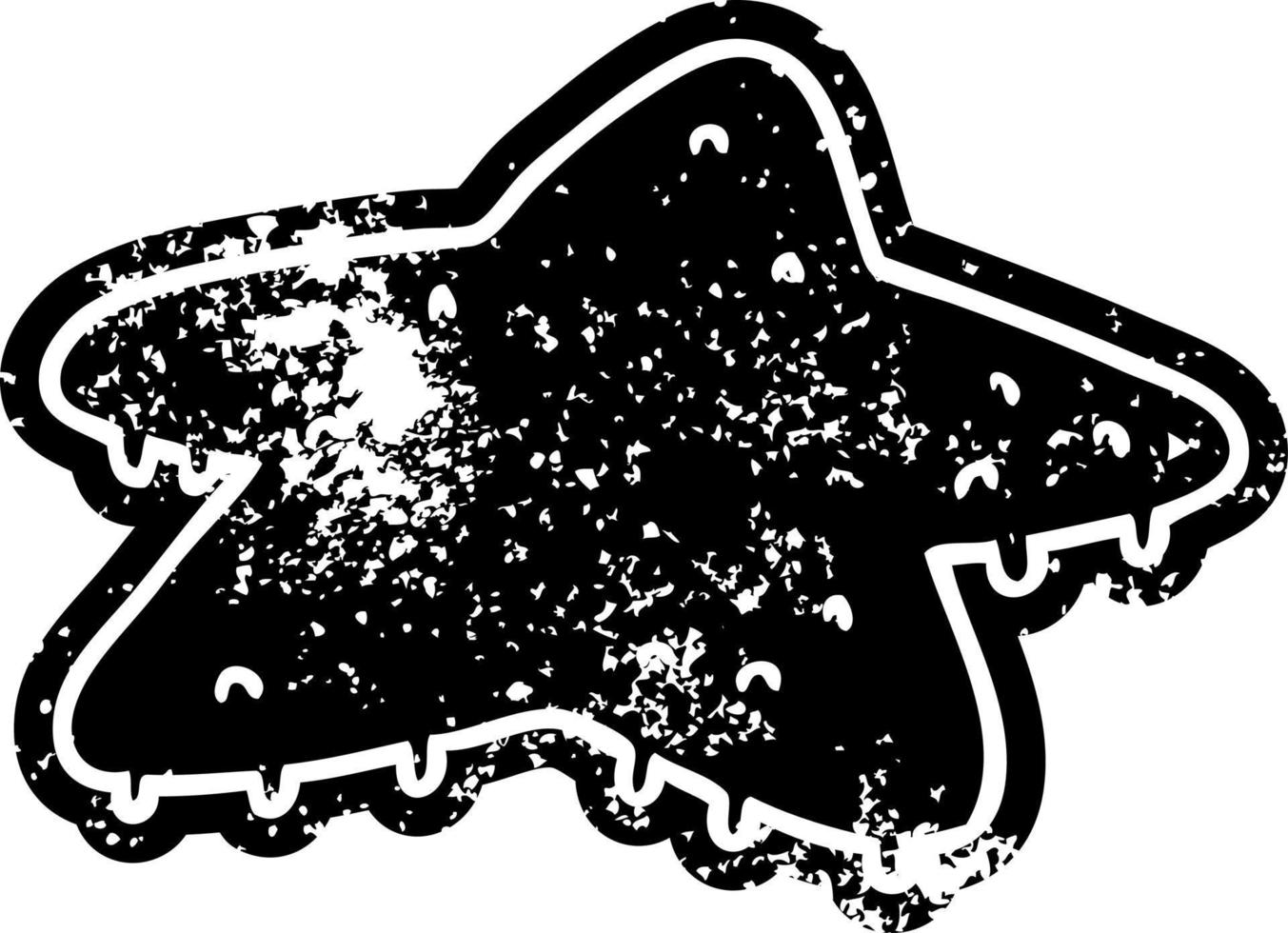 grunge ikon ritning av en stjärna fisk vektor