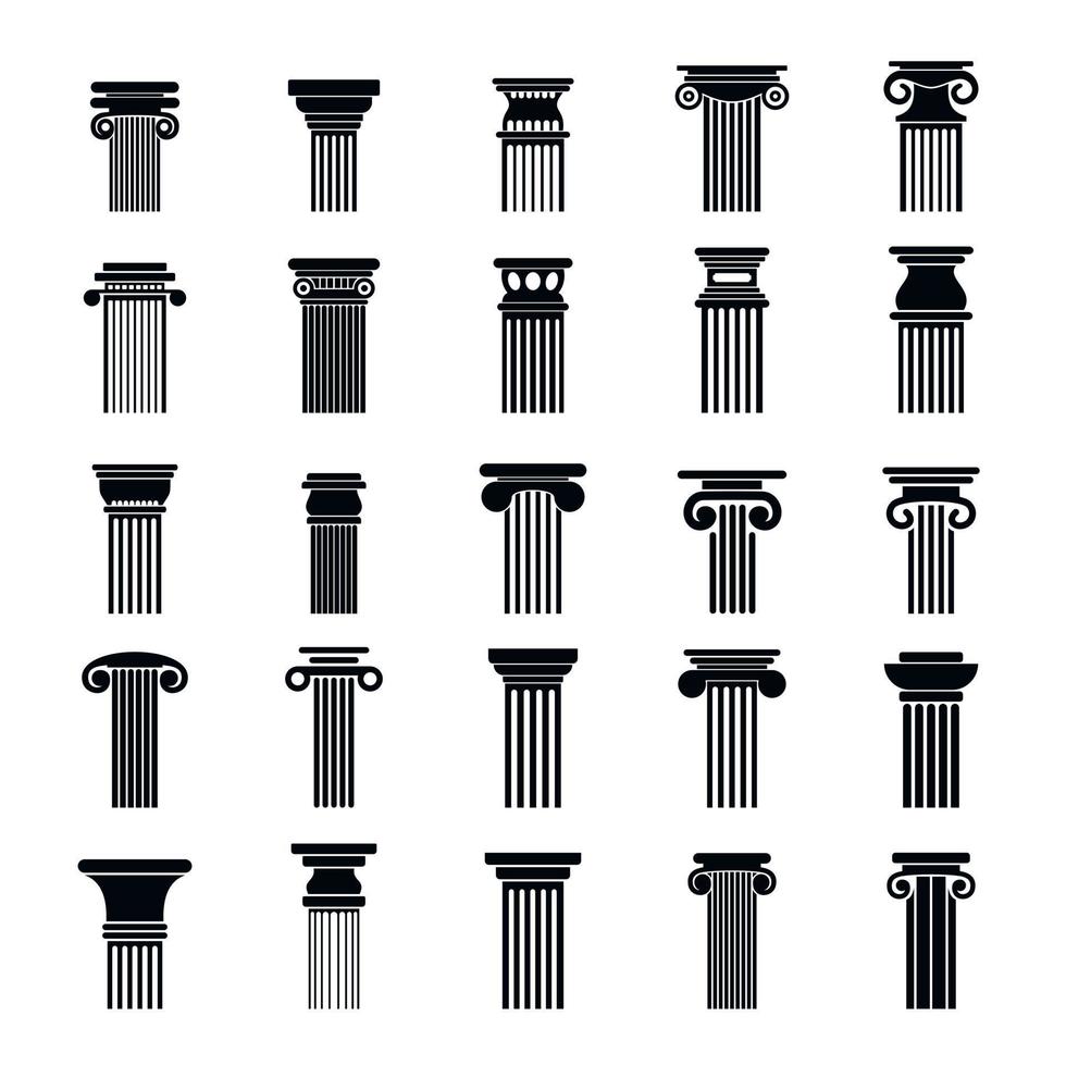 Antike Säulensymbole gesetzt, einfacher Stil vektor
