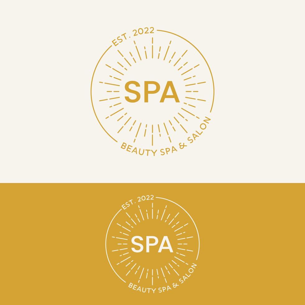 Retro-Beauty-Spa mit Sonnenstempel-Logo-Design-Vorlage vektor
