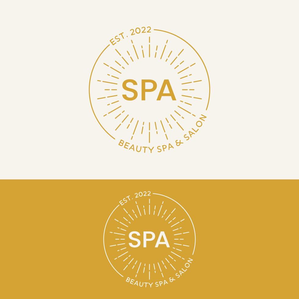 retro skönhet spa med sol stämpel logotyp formgivningsmall vektor