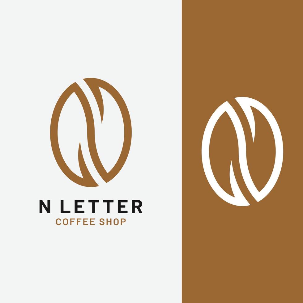 Buchstabe Initiale n Kaffeebohne-Logo-Design-Vorlage vektor