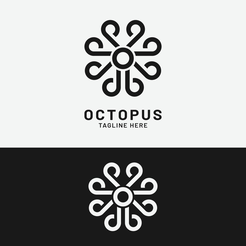 minimalistisk bokstav o bläckfisk logotyp designmall vektor