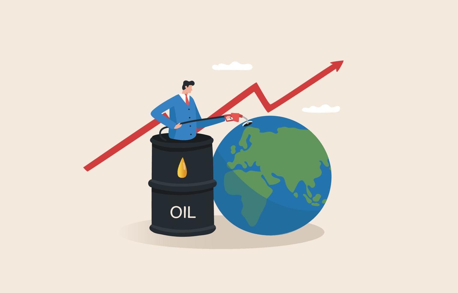 Die Ölkrise ist teuer. Mangel an Öl. die Volatilität der Rohölpreise auf dem Weltmarkt. Boykott, Kriege. Vektor-Illustration vektor