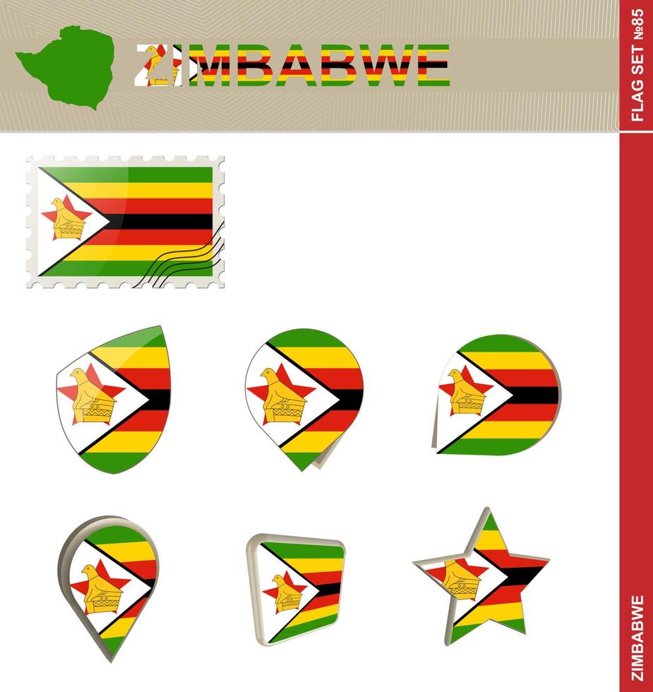 zimbabwe flagg set, flagg set vektor