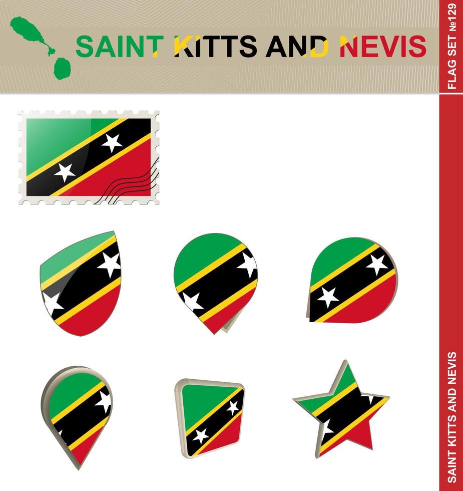 St. Kitts und Nevis Flaggensatz, Flaggensatz vektor