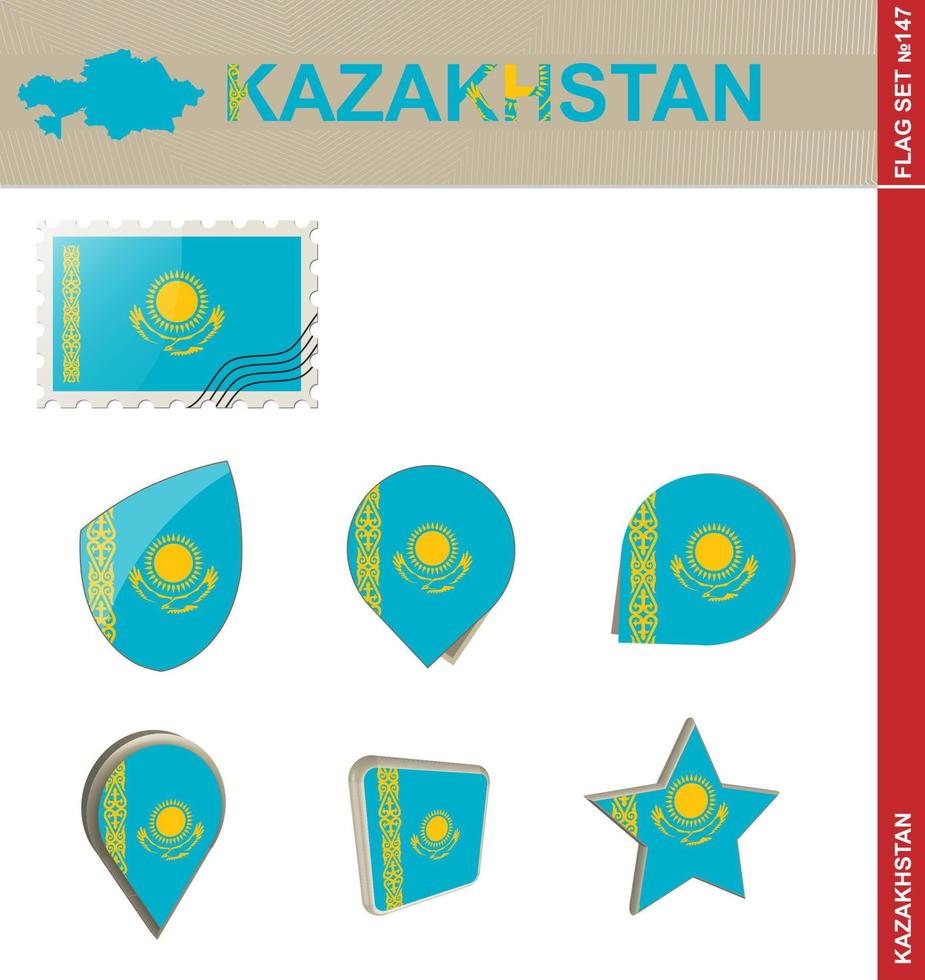 kazakstan flagguppsättning, flagguppsättning vektor