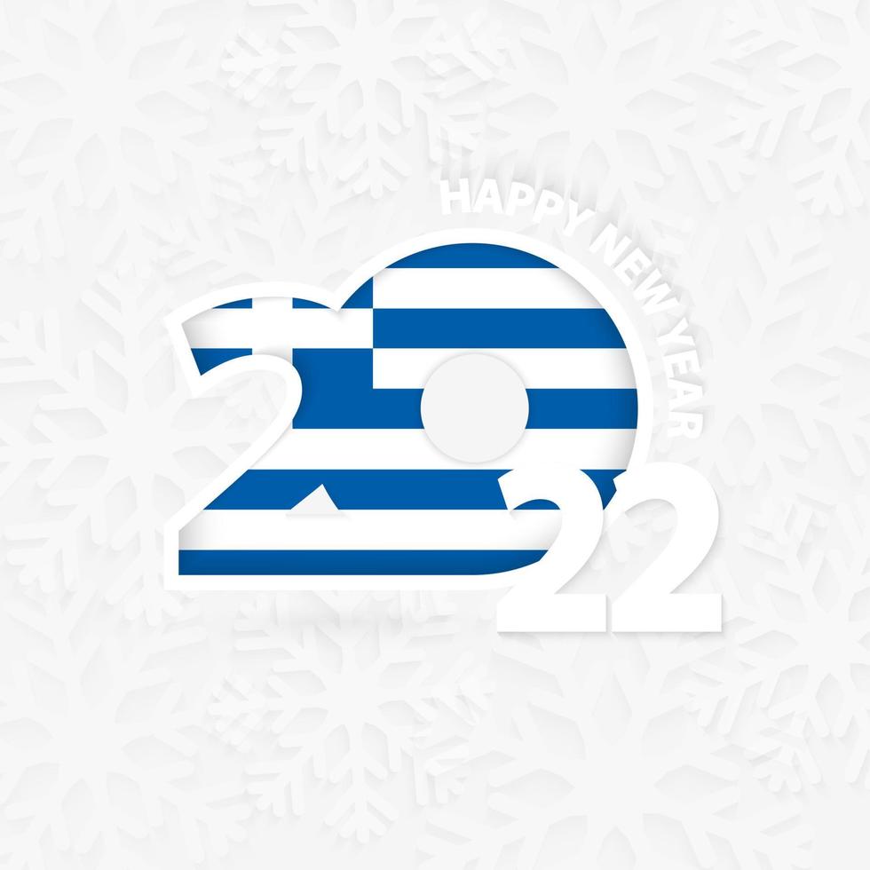 gott nytt år 2022 för Grekland på snöflingabakgrund. vektor