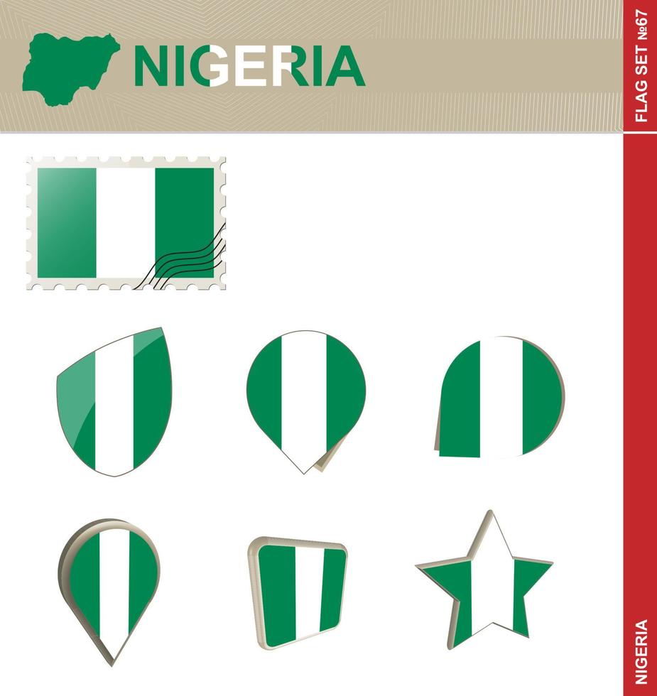 nigeria flagga set, flagg set vektor