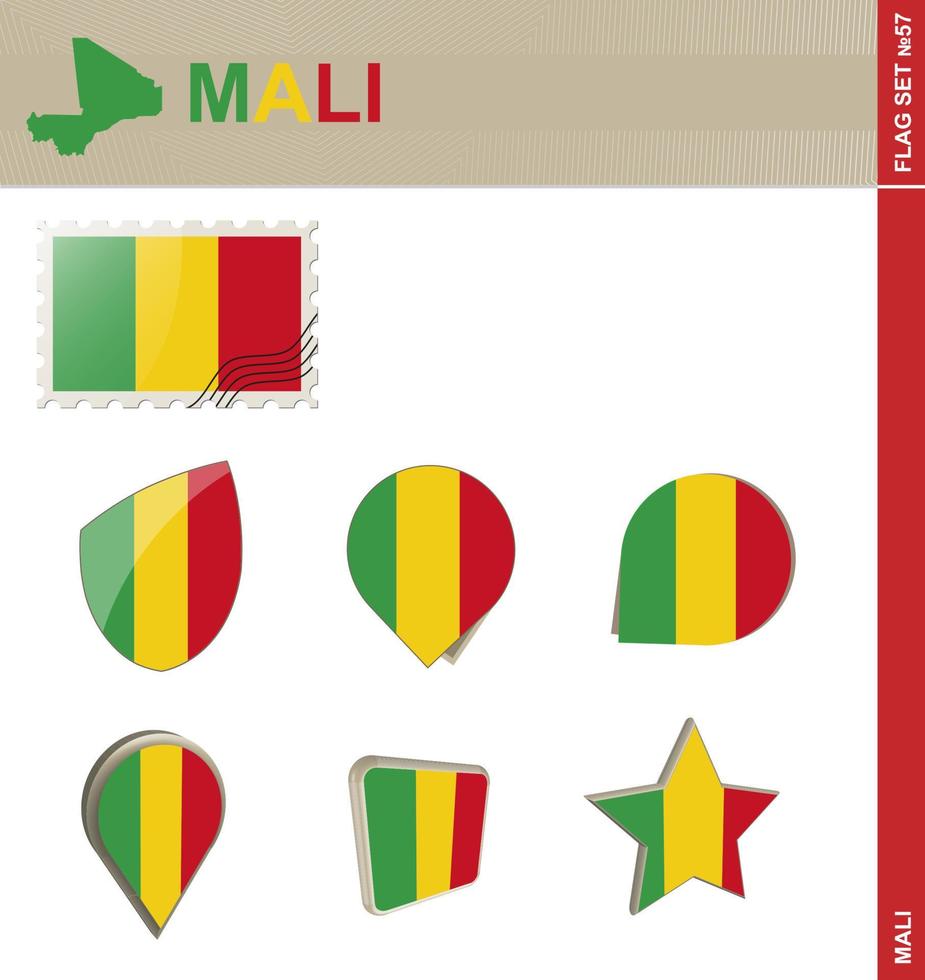 mali flagg set, flagg set vektor