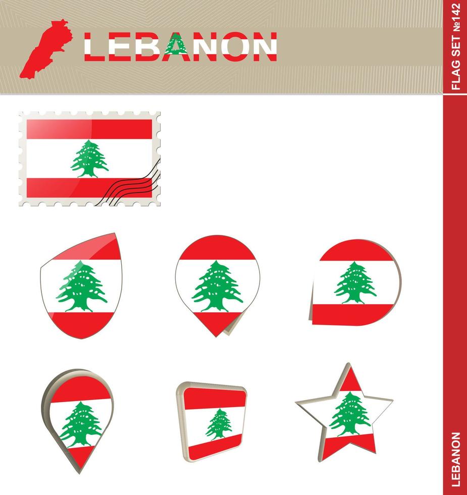 Libanon flagga set, flagga set vektor