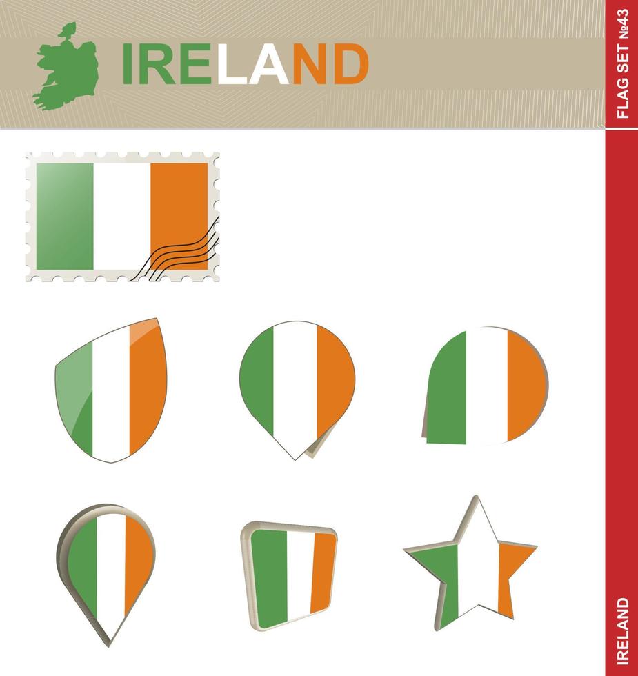 irland flagg set, flagg set vektor