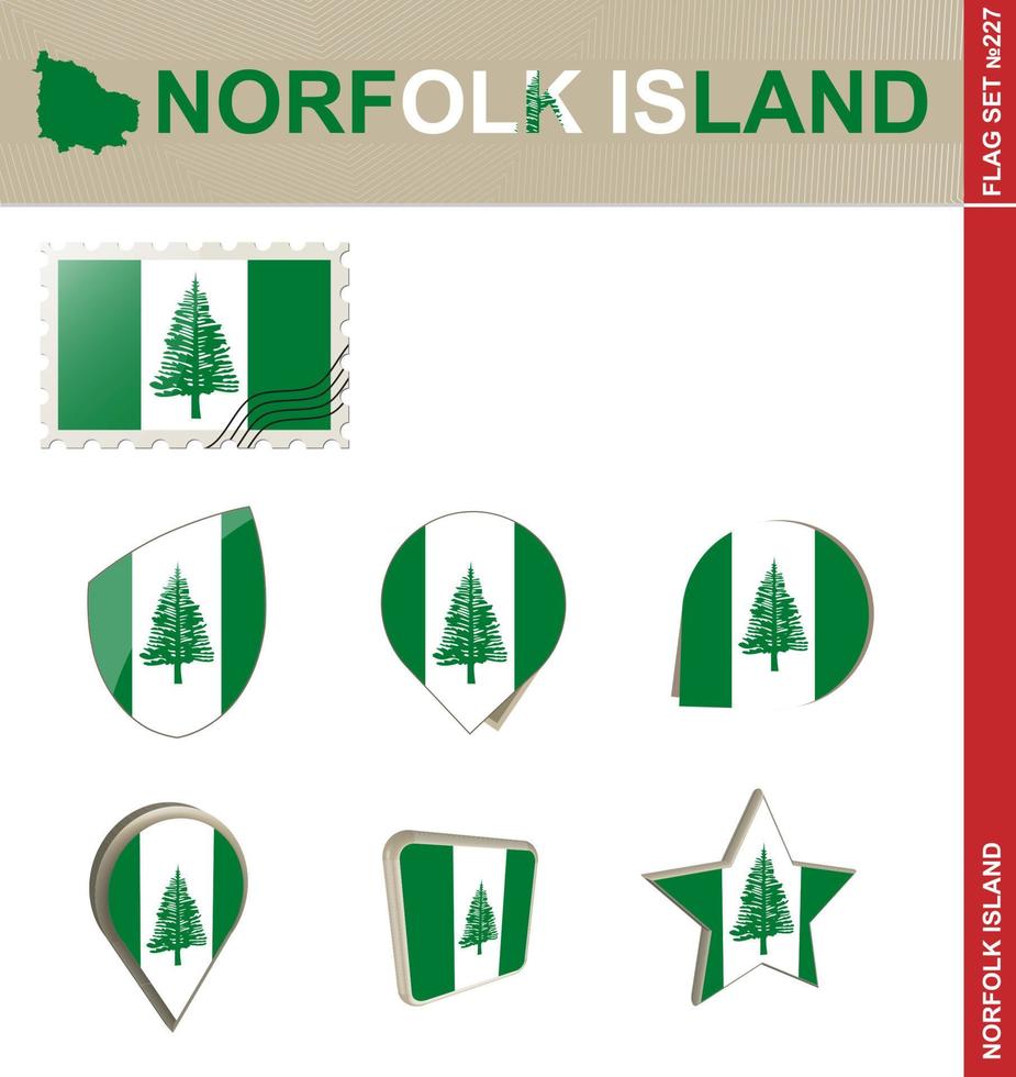 norfolk ön flagguppsättning, flagguppsättning vektor