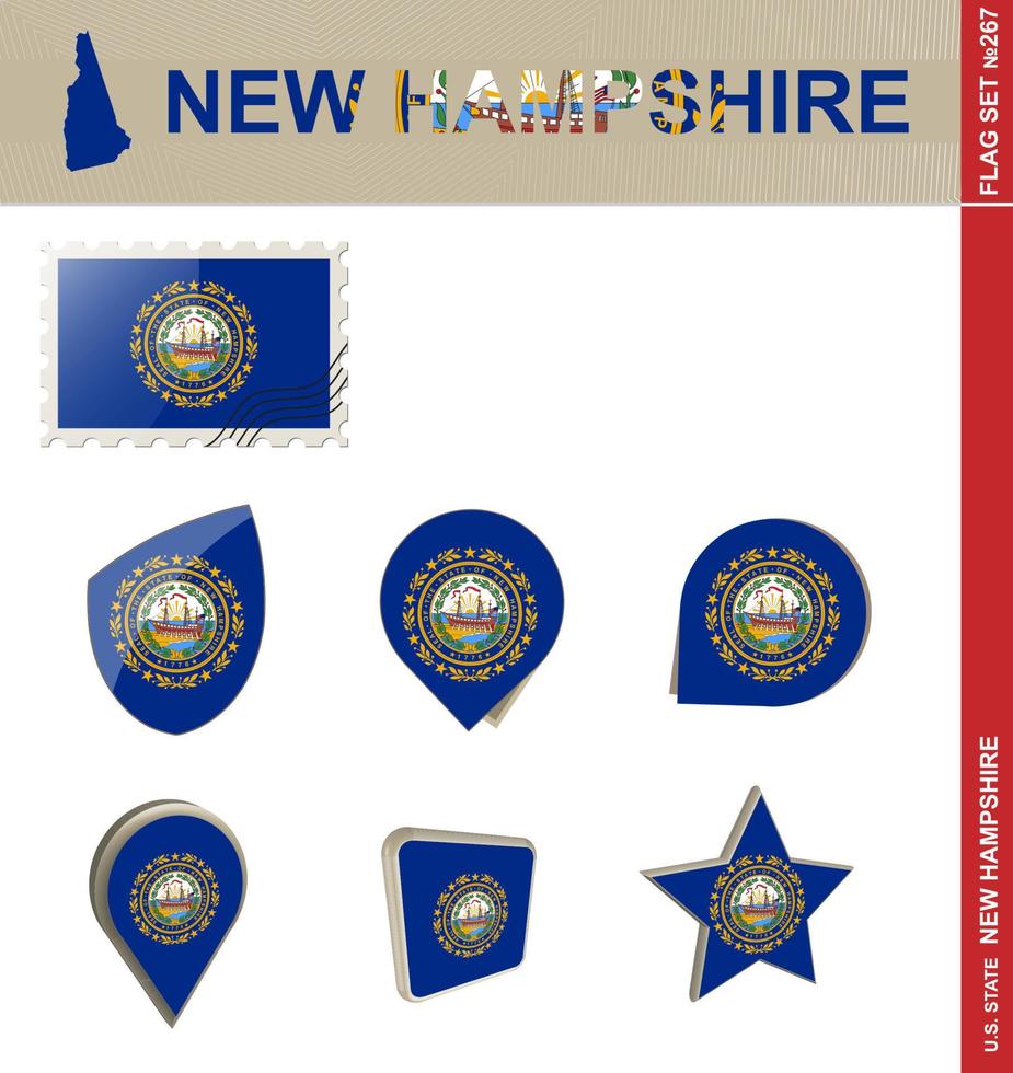 new hampshire flagg set, flagg set vektor