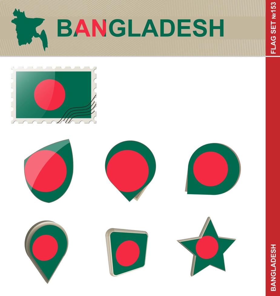 bangladesh flagguppsättning, flagguppsättning vektor