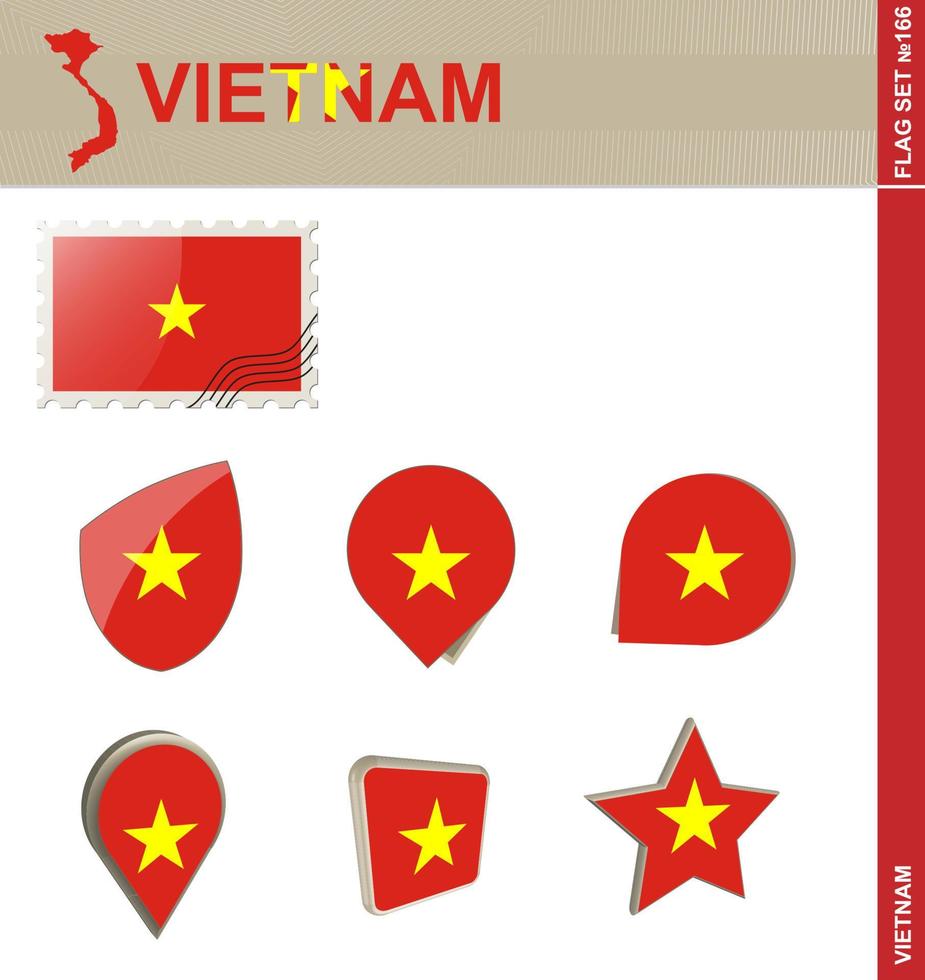 Vietnam-Flaggensatz, Flaggensatz vektor