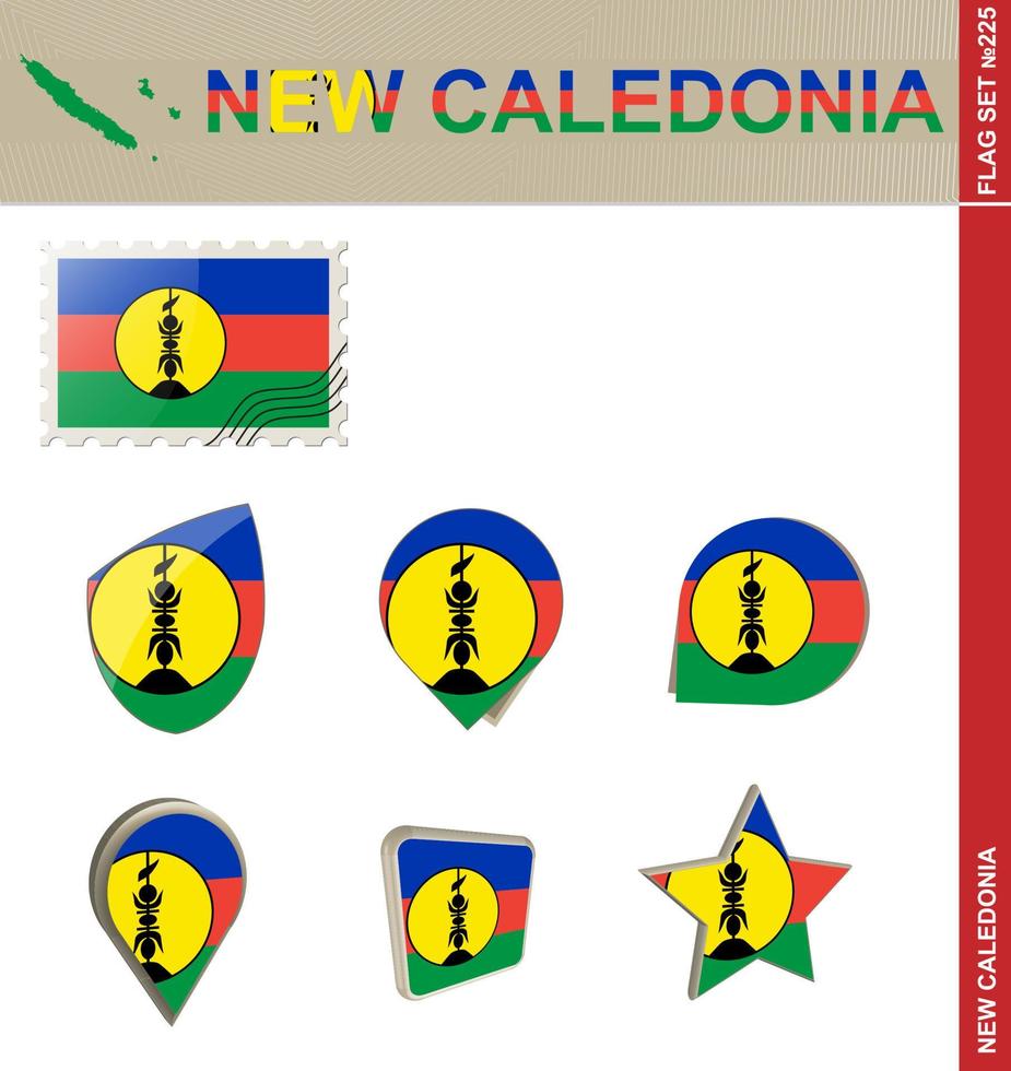 Nya Kaledonien flagguppsättning, flagguppsättning vektor