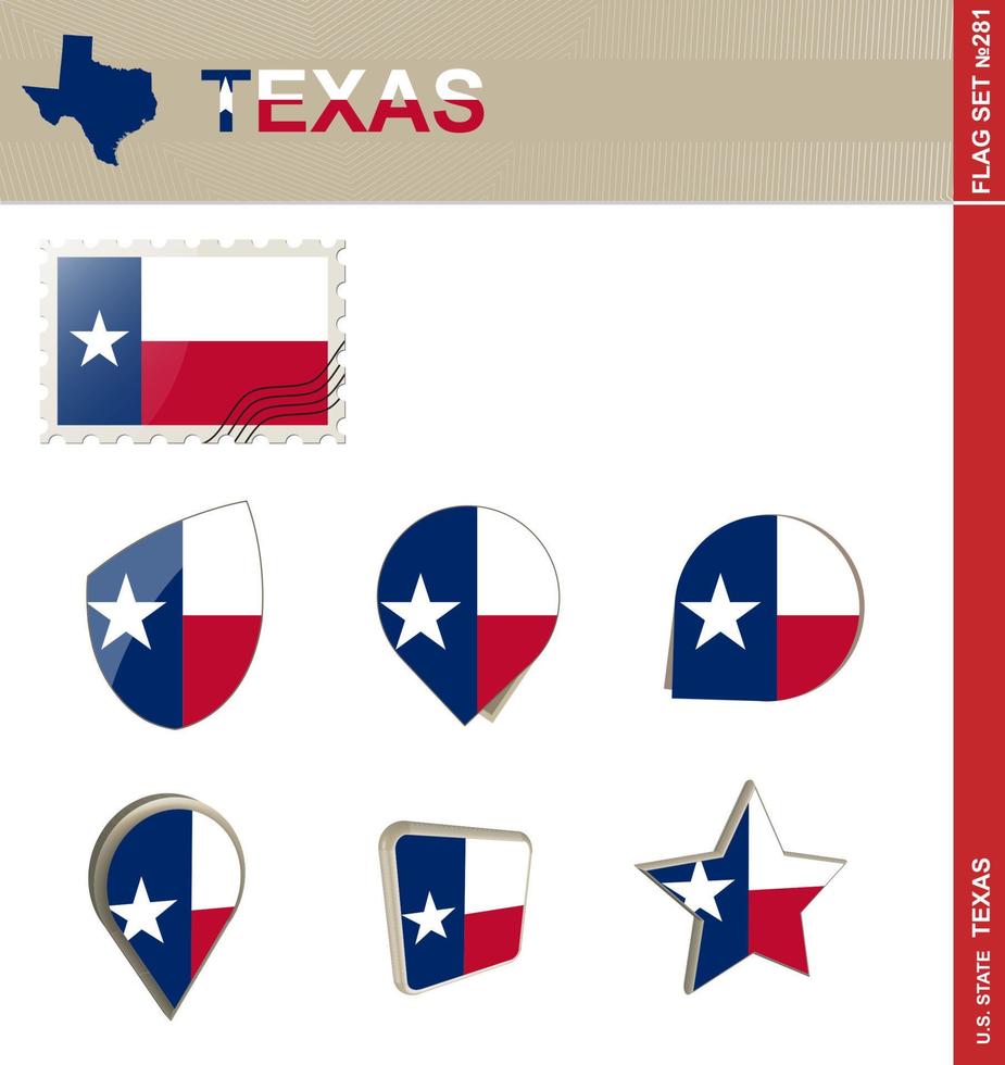 texas flagga set, flagg set vektor