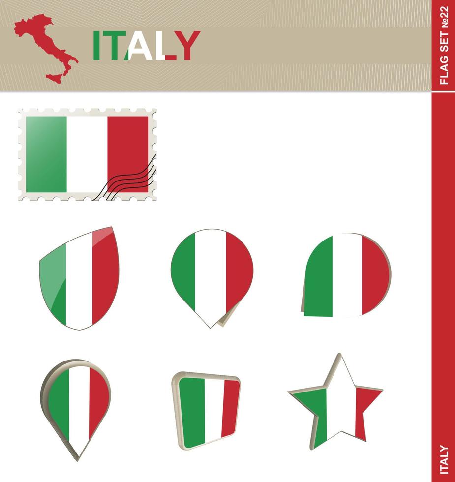 Italien Flaggensatz, Flaggensatz vektor