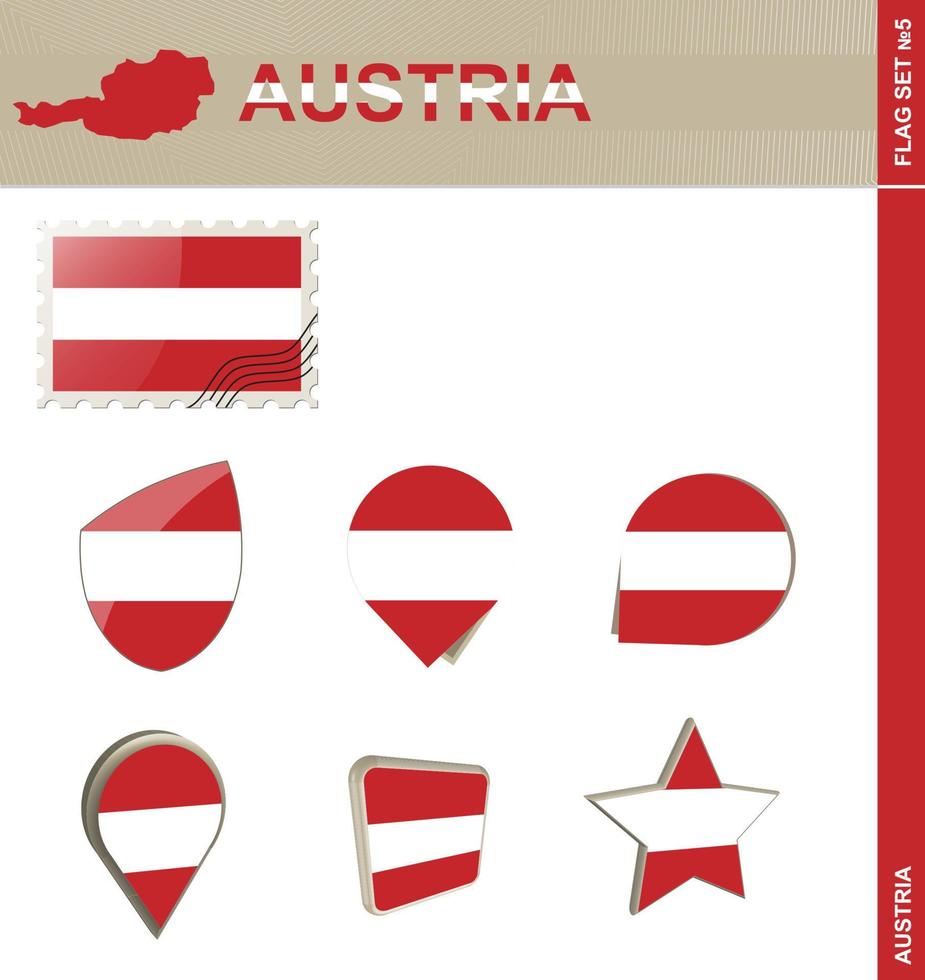 Österrike flaggansättning, flagguppsättning vektor