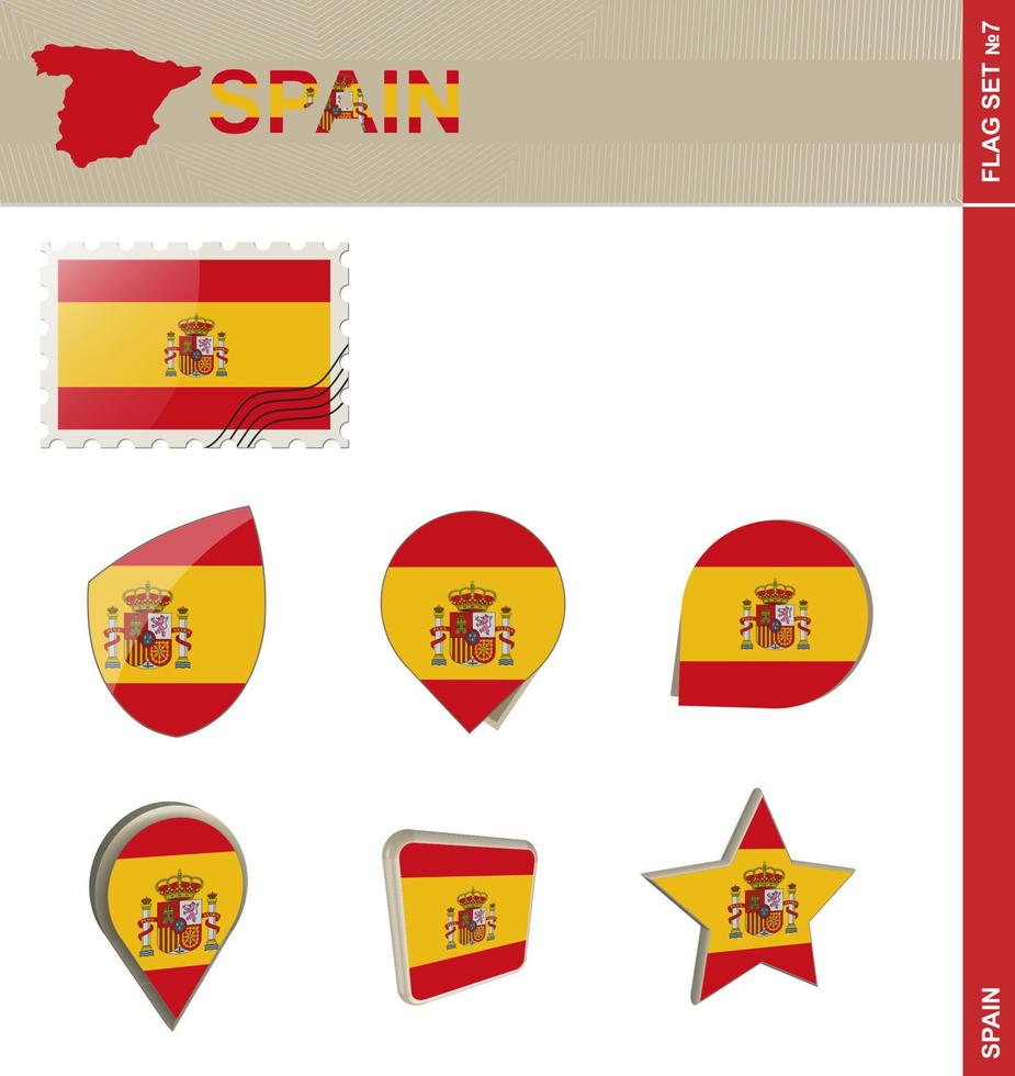 spanien flagguppsättning, flagguppsättning vektor