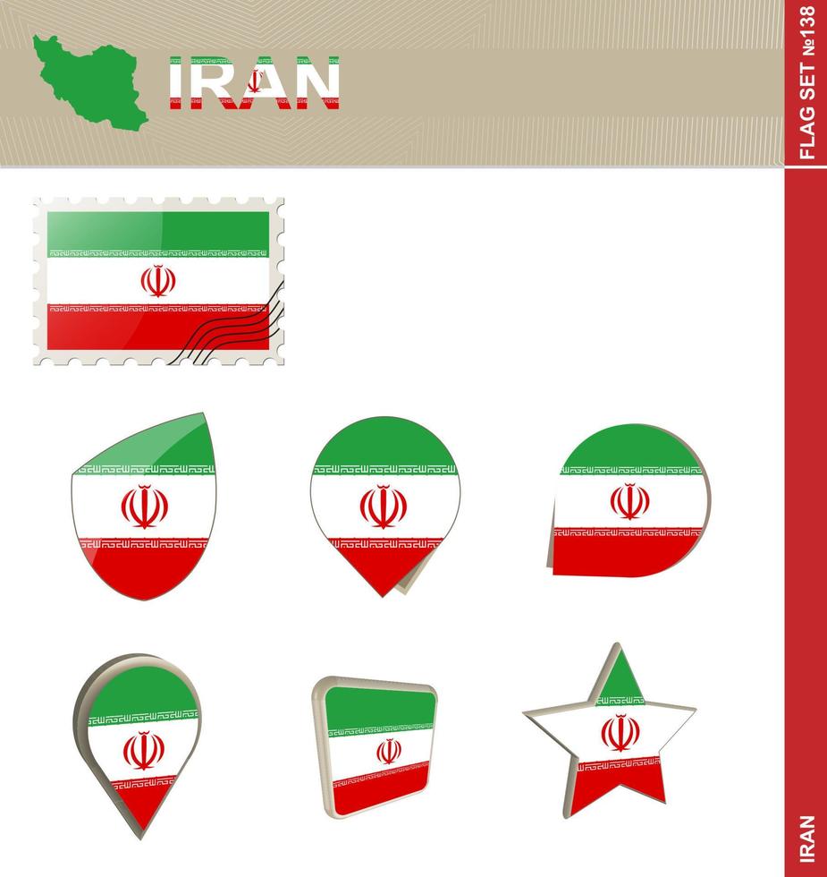 Iran flagguppsättning, flagguppsättning vektor