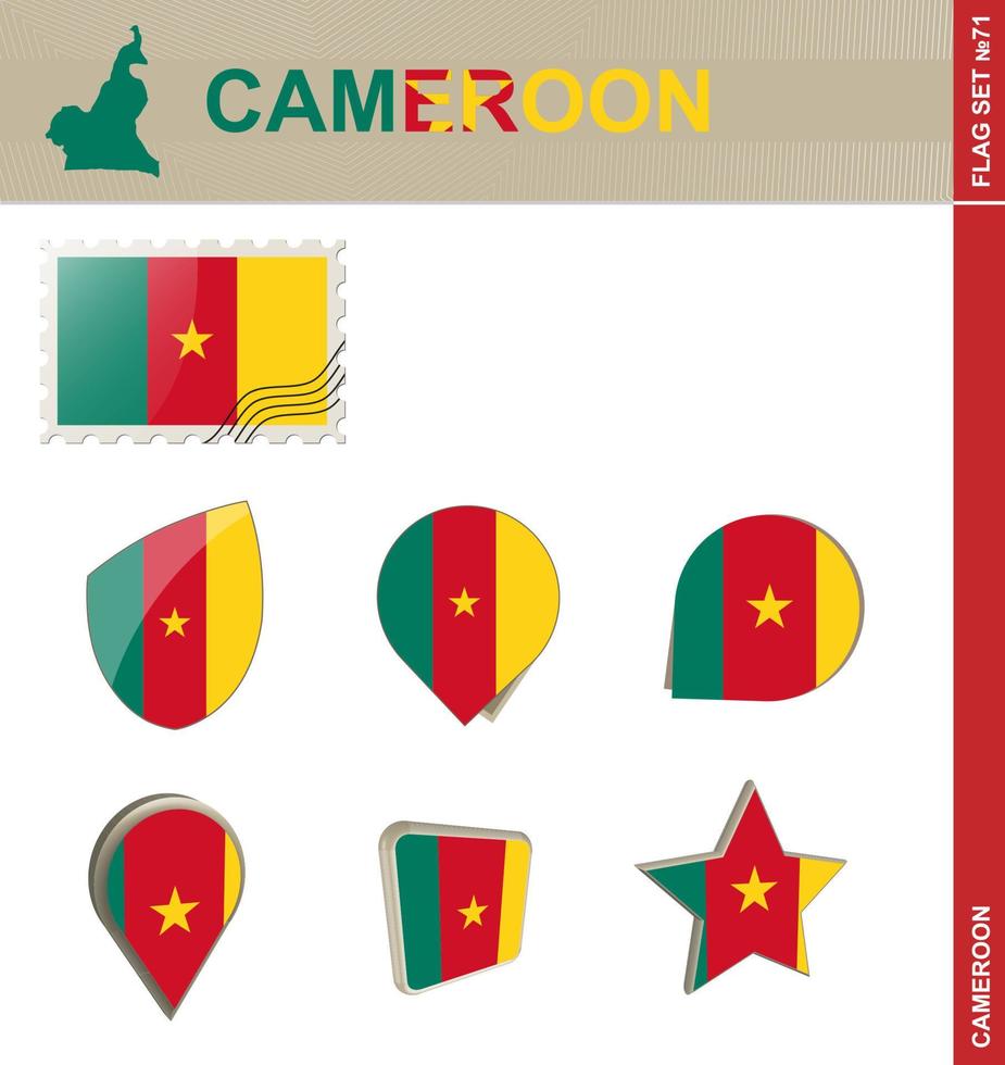 Kamerun flagguppsättning, flagguppsättning vektor