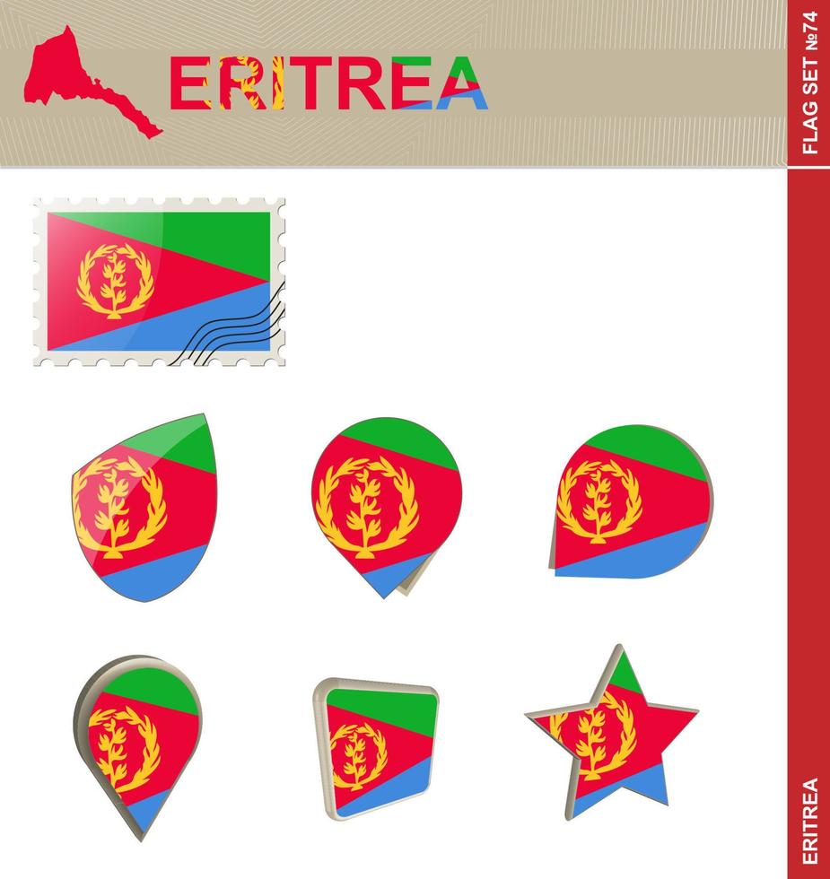 eritrea flagguppsättning, flagguppsättning vektor
