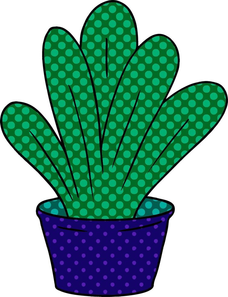 tecknad doodle av en grön inomhusväxt vektor