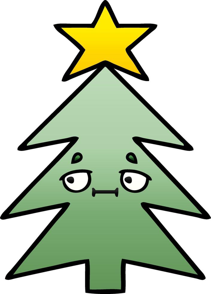 Farbverlauf schattierter Cartoon-Weihnachtsbaum vektor