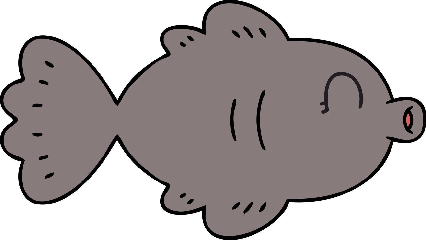 schrulliger handgezeichneter Cartoon-Fisch vektor