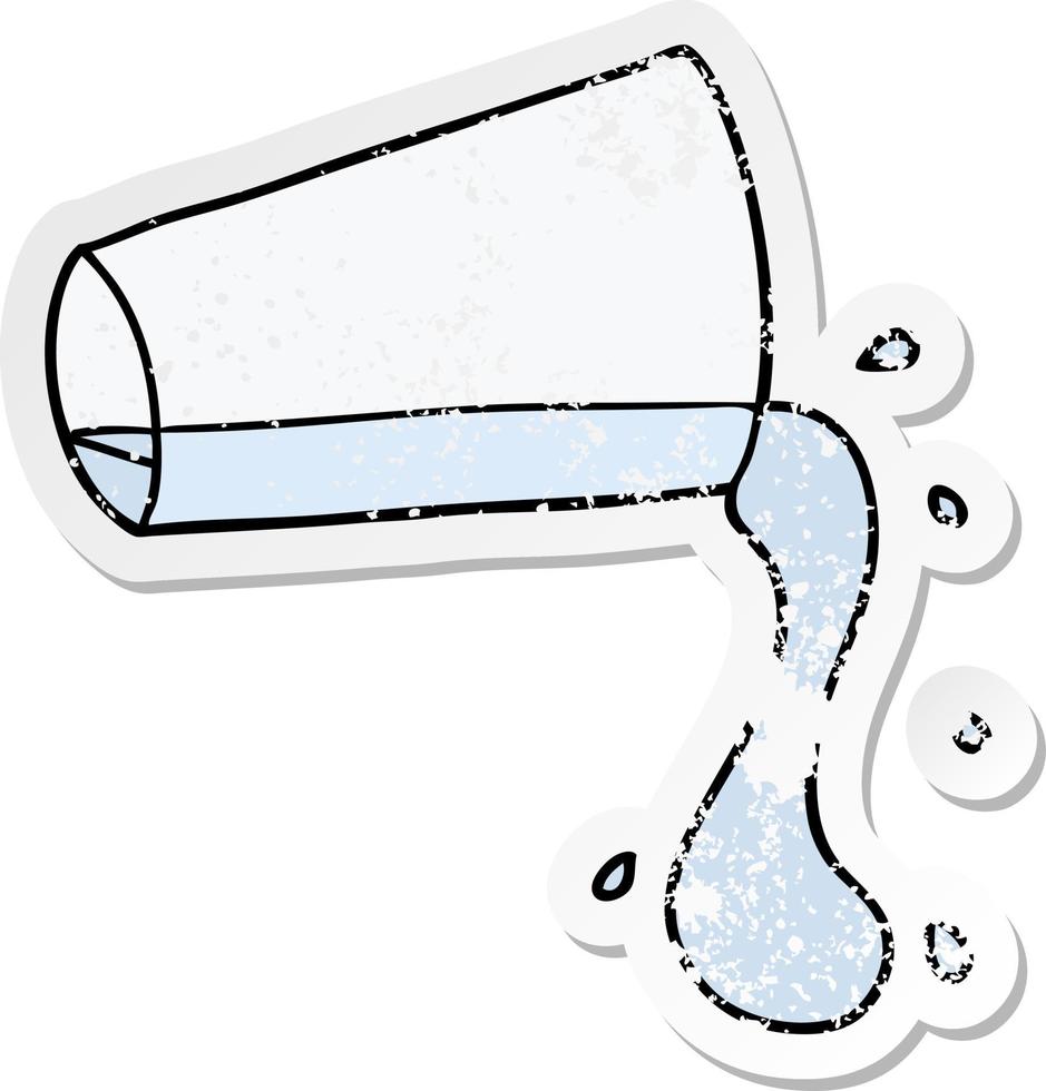 nödställda klistermärke av en tecknad kall drink vatten vektor