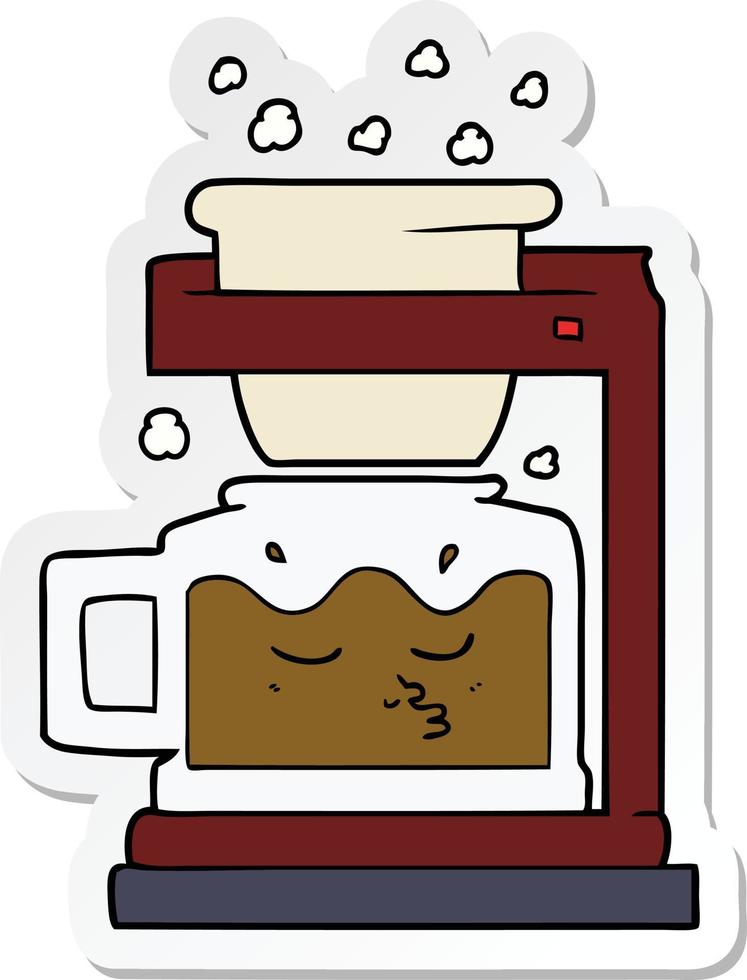 klistermärke av en tecknad filterkaffemaskin vektor